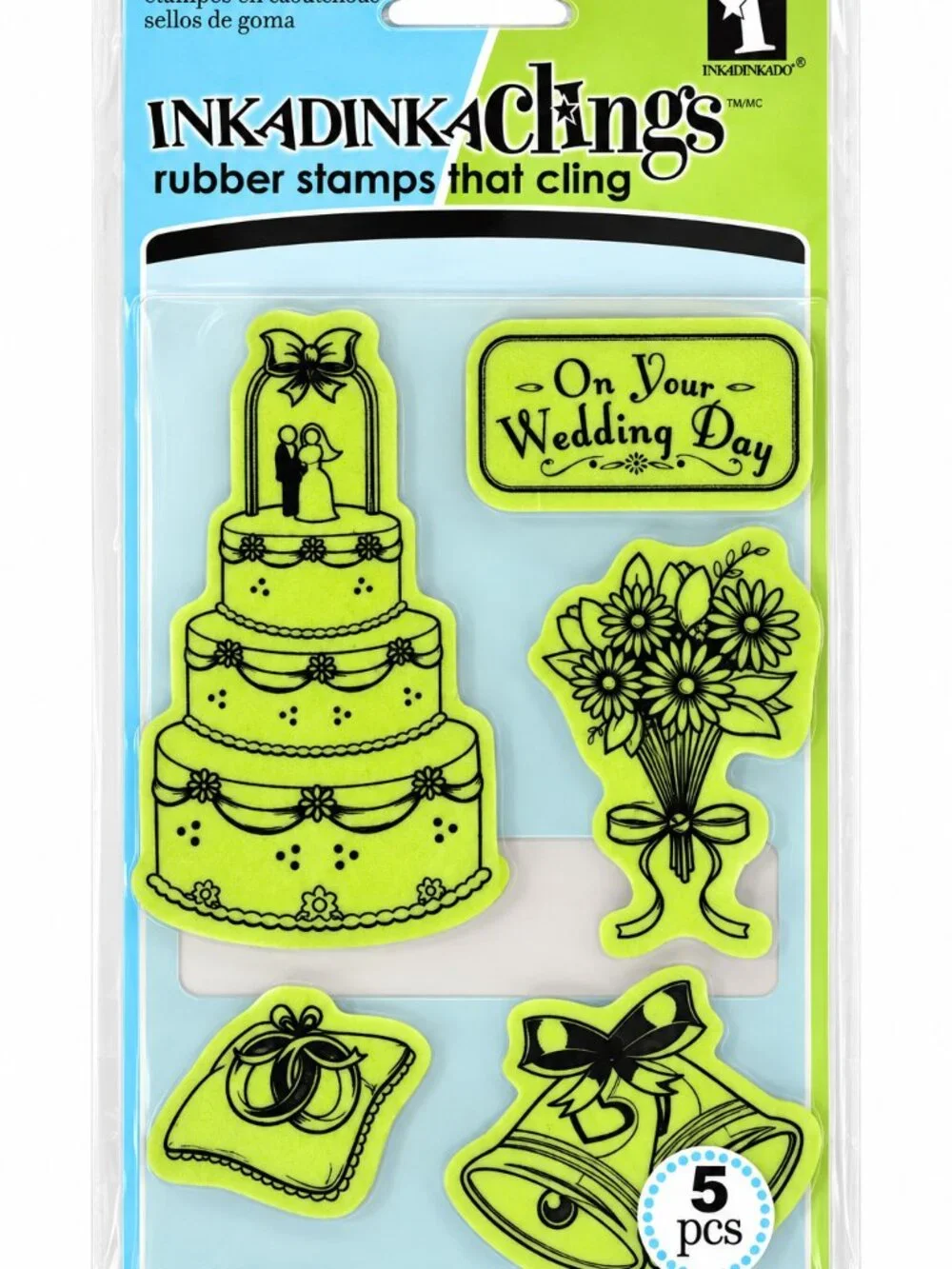 Inkadinkado InkaClings On Your Wedding Day Rubber Stamps 5pc New Sealed #60-6001
